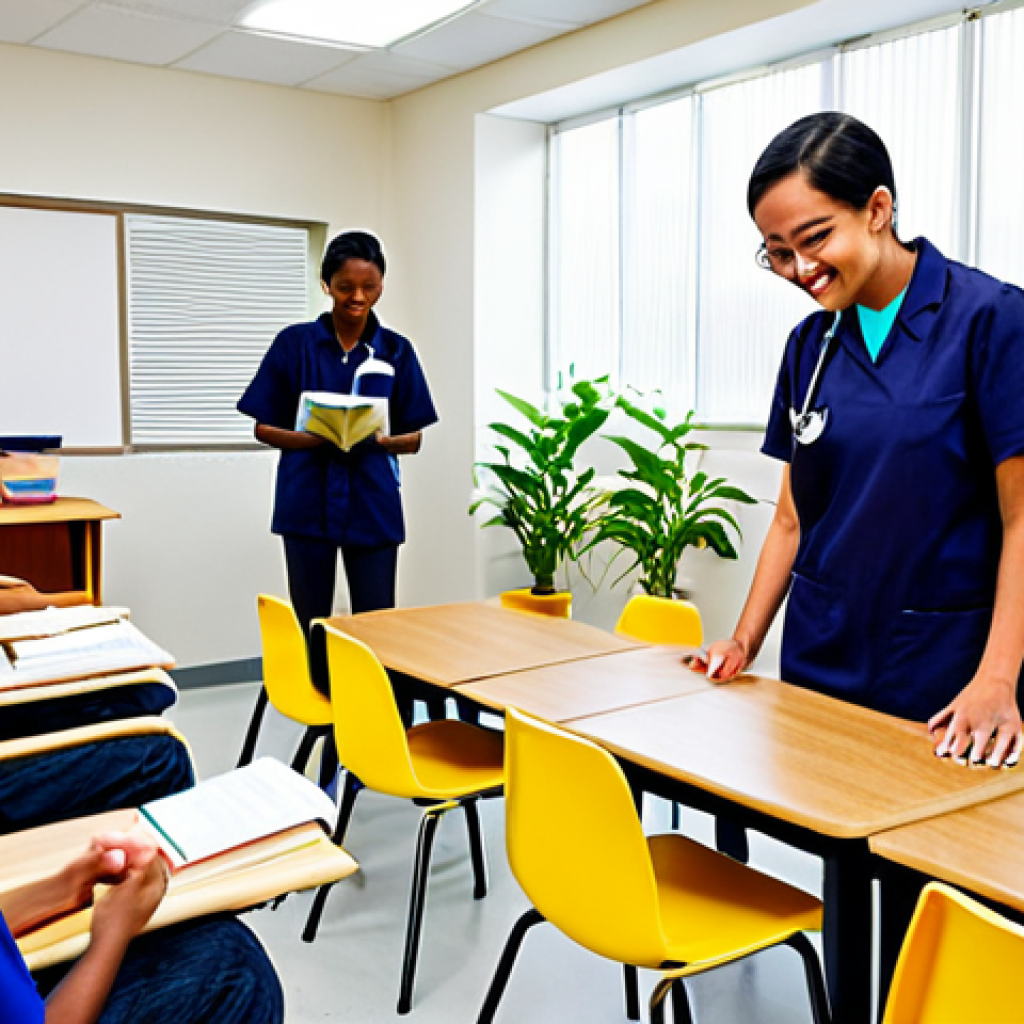 A diverse group of individuals, including children, young adults, and adult volunteers, are engaged in various acts of community service within a bright, clean, and modern community center. Some are participating in a literacy class, attentively reading books and interacting positively. Others are receiving basic health checks from a modest-dressed healthcare volunteer, showcasing care and support. In the background, a small indoor vertical garden demonstrates sustainable living. All individuals are fully clothed in appropriate, modest, and practical attire suitable for community work. The setting is a well-lit, inclusive, and welcoming community center with clean walls and simple, functional furniture. Perfect anatomy, correct proportions, natural poses, well-formed hands, proper finger count, natural body proportions. Professional photography, high-quality, vibrant colors, safe for work, appropriate content, fully clothed, professional, family-friendly.