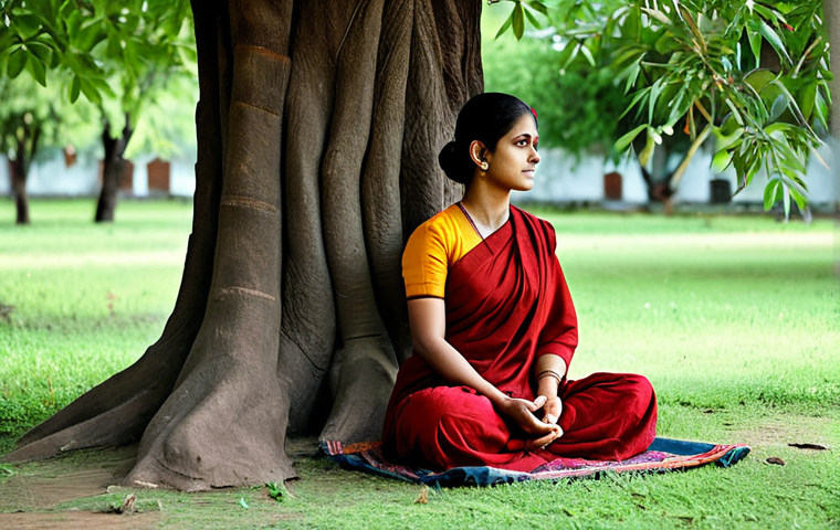 기독교의 사순절 - Introspection and Reflection**

A woman in a modest, traditional Indian dress sitting peacefully und...