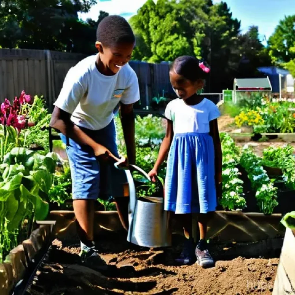 기독교와 생태 신학 - **Stewardship in a Flourishing Community Garden:** A vibrant, sun-drenched community garden teems wi...