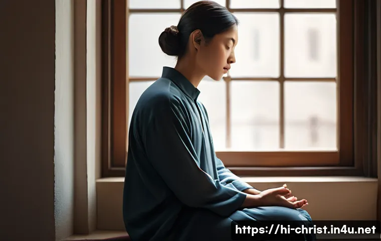 기독교의 기도문 - **Prompt 1: Serene Prayer and Inner Peace**
    "A peaceful scene of an adult person, gender-neutral...