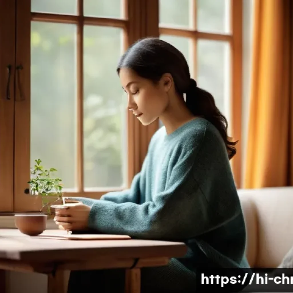 기독교와 경건 서적 - **Prompt 1: Inner Peace Through Devotion**
    A serene, diverse adult individual, dressed in modest...